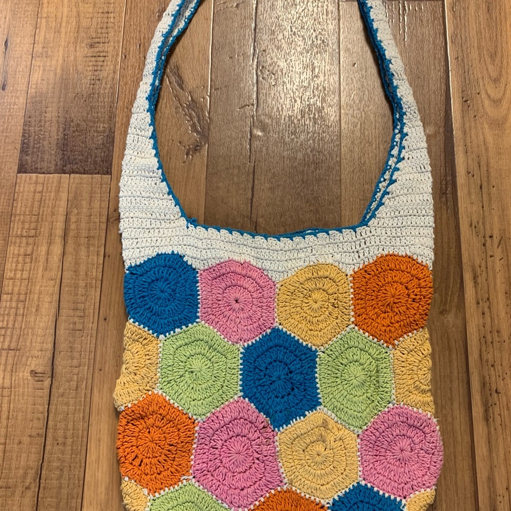 Urban Outfitters Colorblock Crochet Granny Square Crossbody Bag. Handmade - Picture 4 of 5